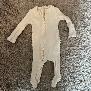 Spearmint Love ruffled footed sleeper